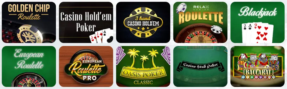 Jeux de table au Tip Top Casino